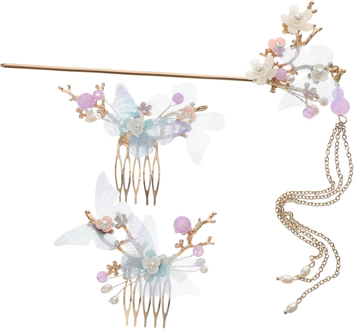 1set Handgemaakte Haaraccessoires Set Met Kam Haarspeld Voor Vrouwen Creatieve Kleurige Haarjuwelen Voor Bruiloft Feest of Casual Gebruik Voor Haarstijlen