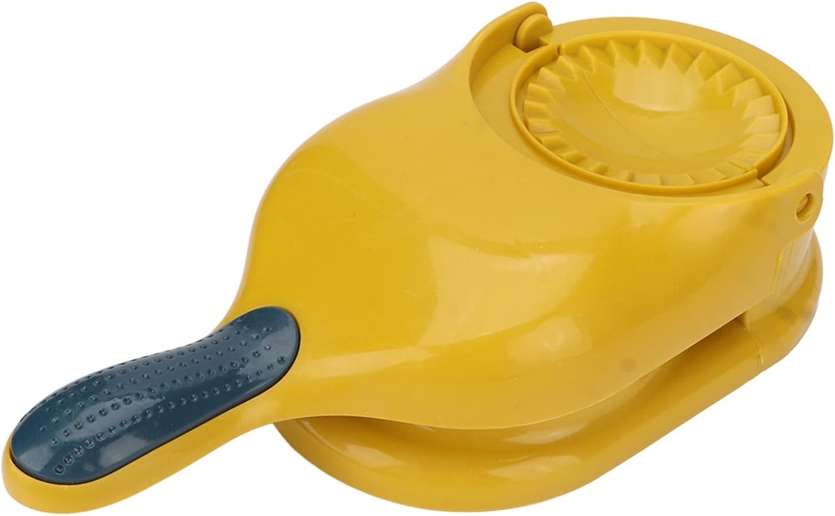2-in-1 draagbare knoedelmachine, handmatig deegpersgereedschap, eenvoudig keukenaccessoire voor snelle knoedels, kindvriendelijk, geel