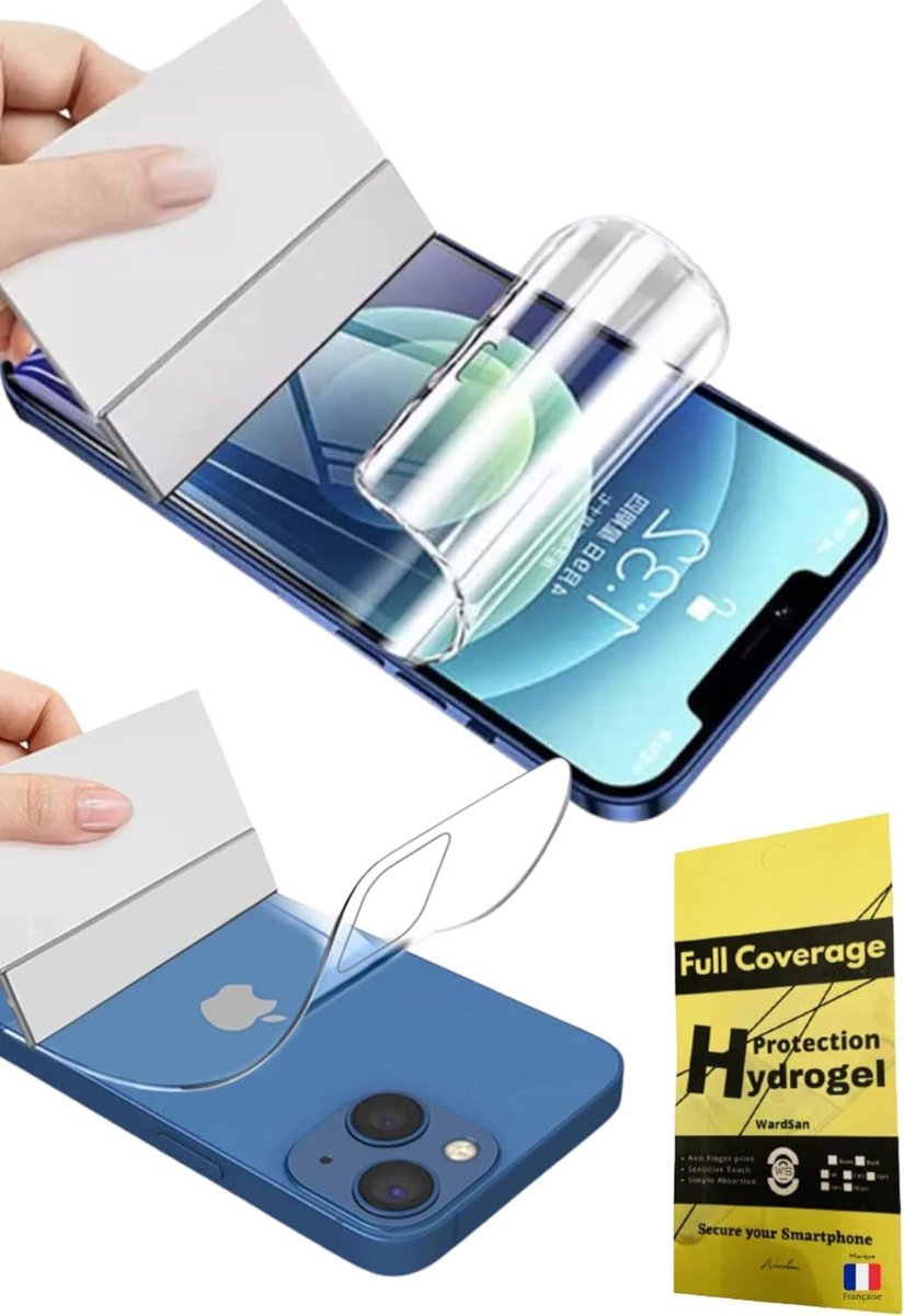 4 stuks voor iPhone 15 Pro Max 6,7 inch, 4 x hydrogel (2 voor en 2 achter) 3D-integraal, schokbestendig, compatibel met hoesjes, zachte TPU-beschermfolie, beter dan gehard glas