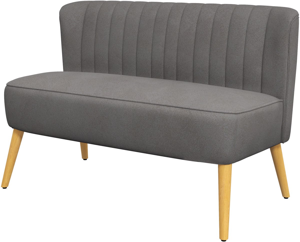 Homona 2-zitsbank - Met houten poten - 117 x 56,5 x 77 cm - Donkergrijs