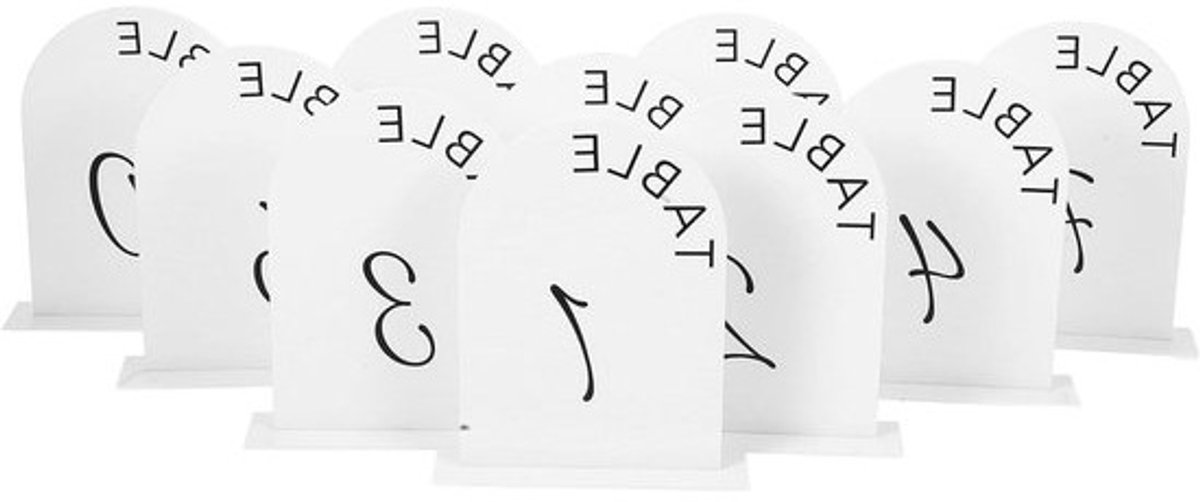 Tafelnummers - Zitplaatskaarten - Evenementen organiseren - Mat boogdesign - 10 stuks - Wit