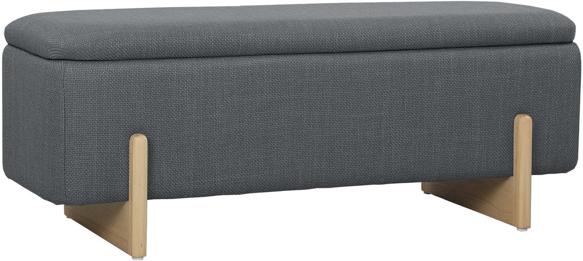 Homona Zitbank met opbergruimte - Gestoffeerd - 111 x 44 x 44,5 cm - Donkergrijs