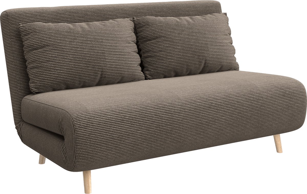 Homona Slaapbank - 2-zits - Met 2 kussens - Verstelbare rugleuning - 141 x 90 x 81 cm - Donkerbruin