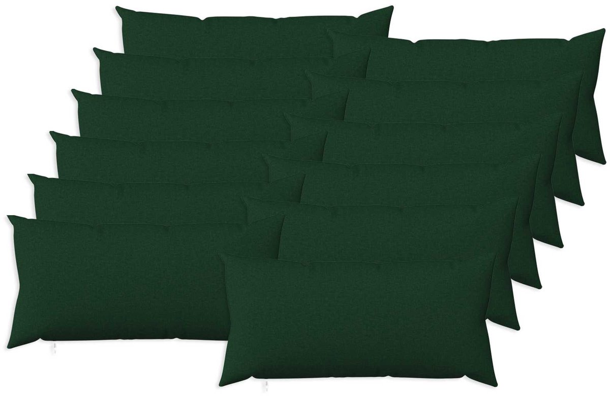 vidaXL Dekenkussen - 12 - st - HEERLEN - Donkergroen - 40 - x - 80 - cm - Stof