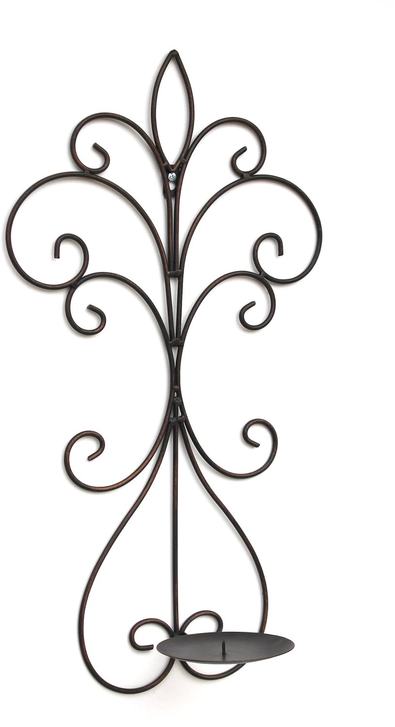 ‎DanDiBo DanDiBo Wandkandelaar voor 1 kaars - Zwart antiek smeedijzer - 58 cm Bruin