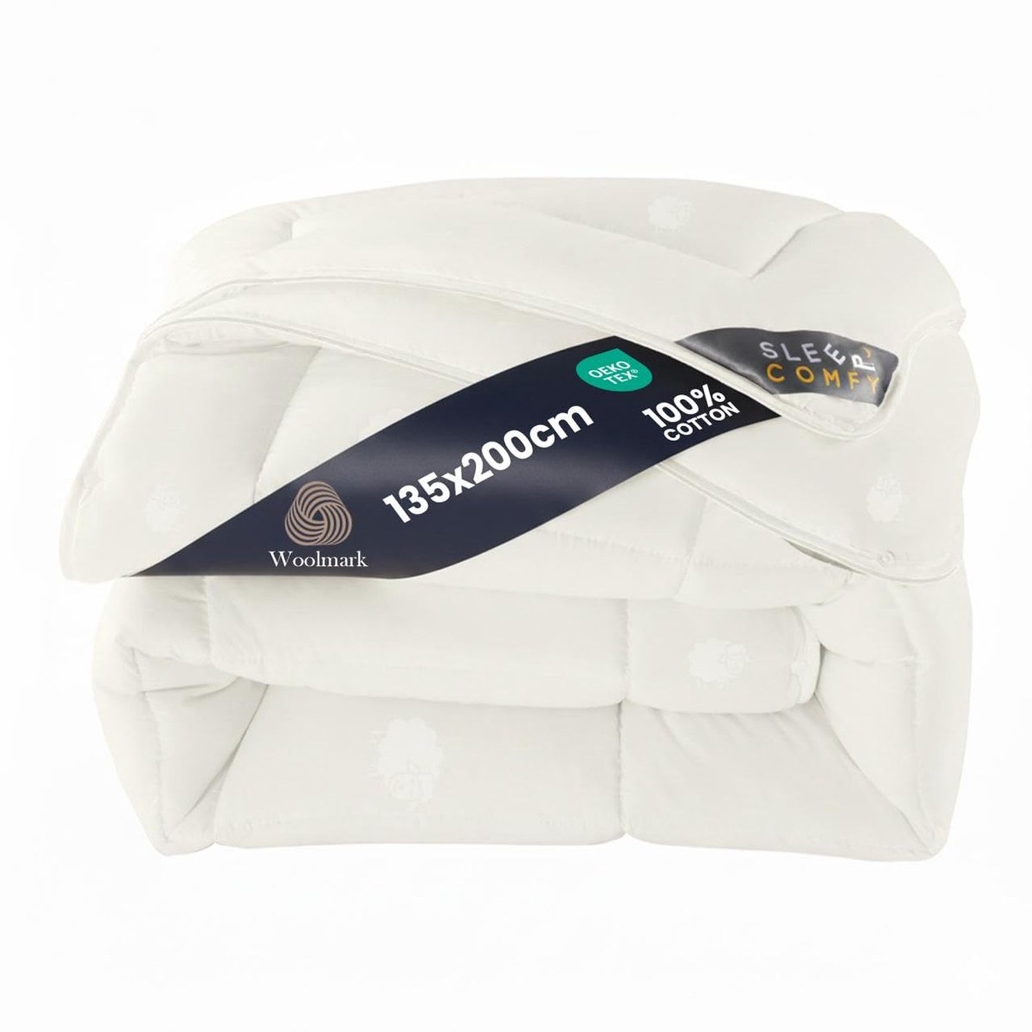 Duraxl Wollen dekbed 3-in-1 - 135 x 200 cm - Schapenwol - Hele jaar Wit