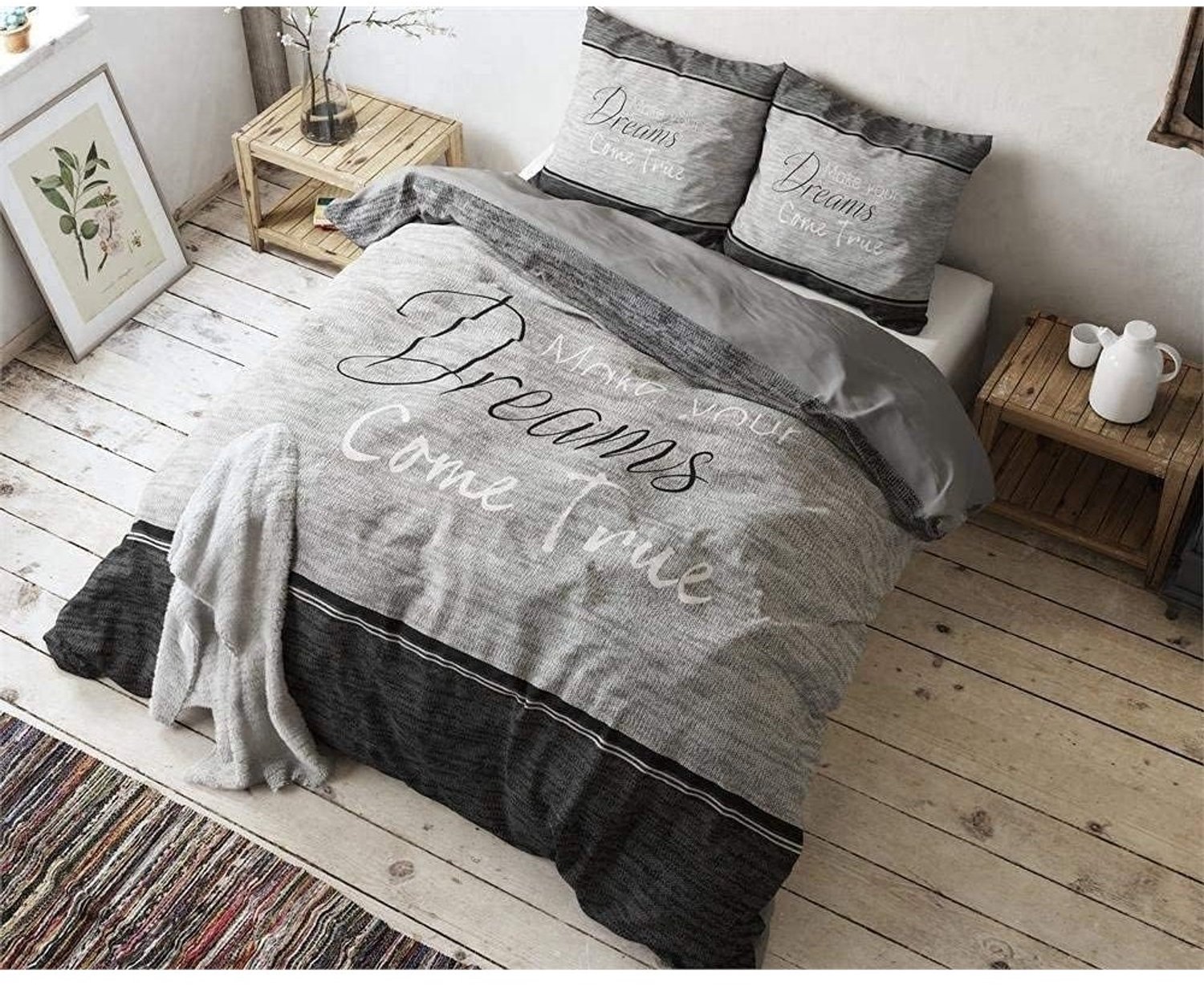 Duraxl Dekbedovertrek - 100% katoen - Grijs - 155 x 220 cm - 2-delig