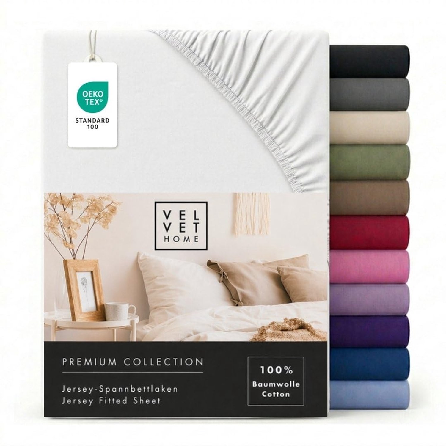 Duraxl Hoeslaken - 200 x 220 cm - 100% katoen jersey - Wit