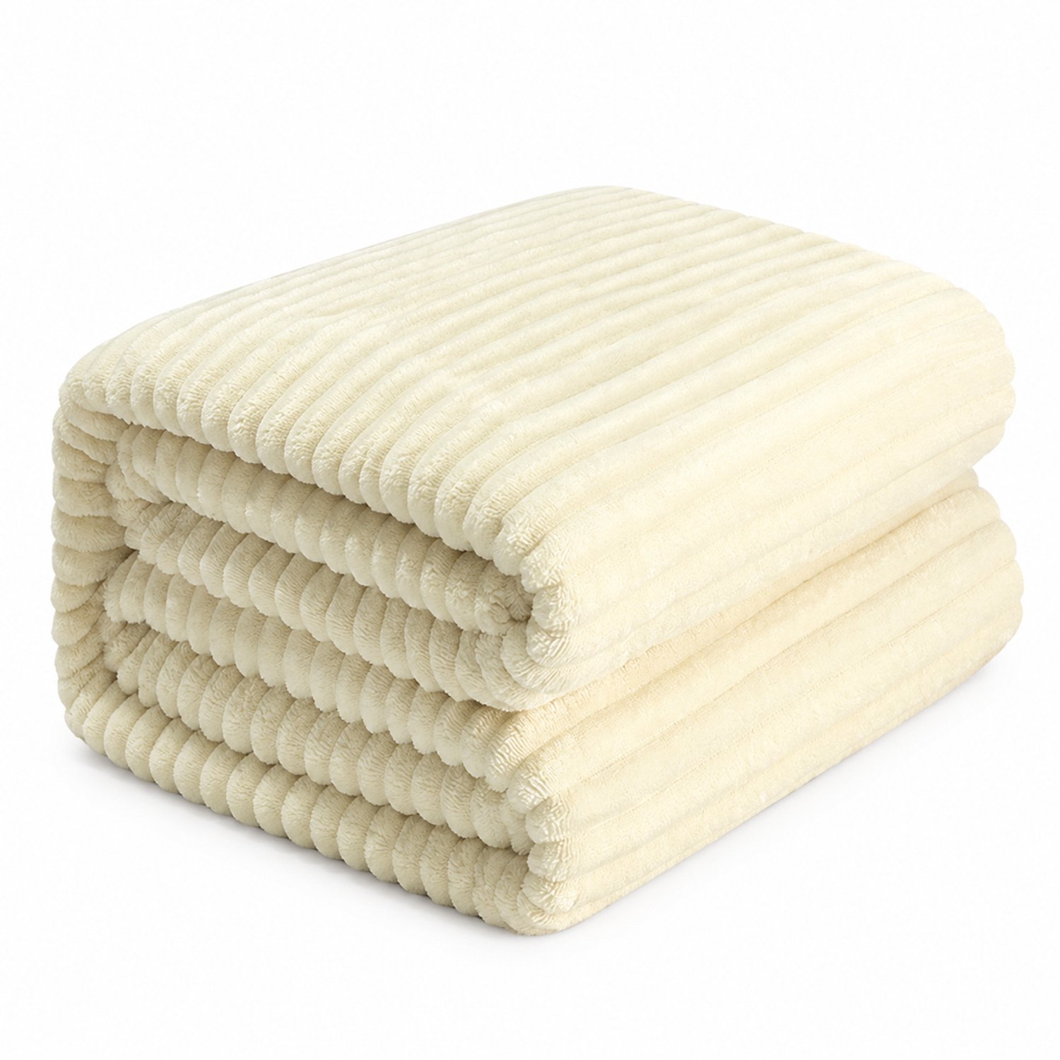 SWGOTA Gebroken witte coral fleecedeken 100 x 150 cm met ribstructuur, polyester plaid