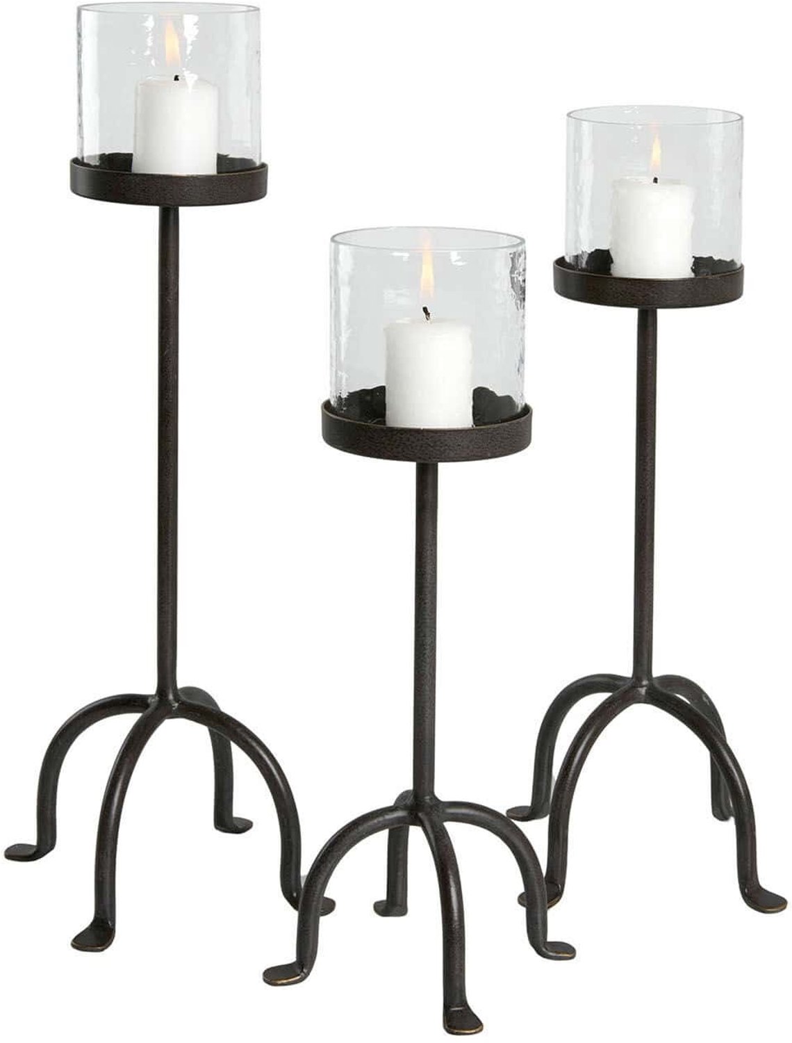 Loberon Kaarsenhouder set van 3 Tanbira zwart