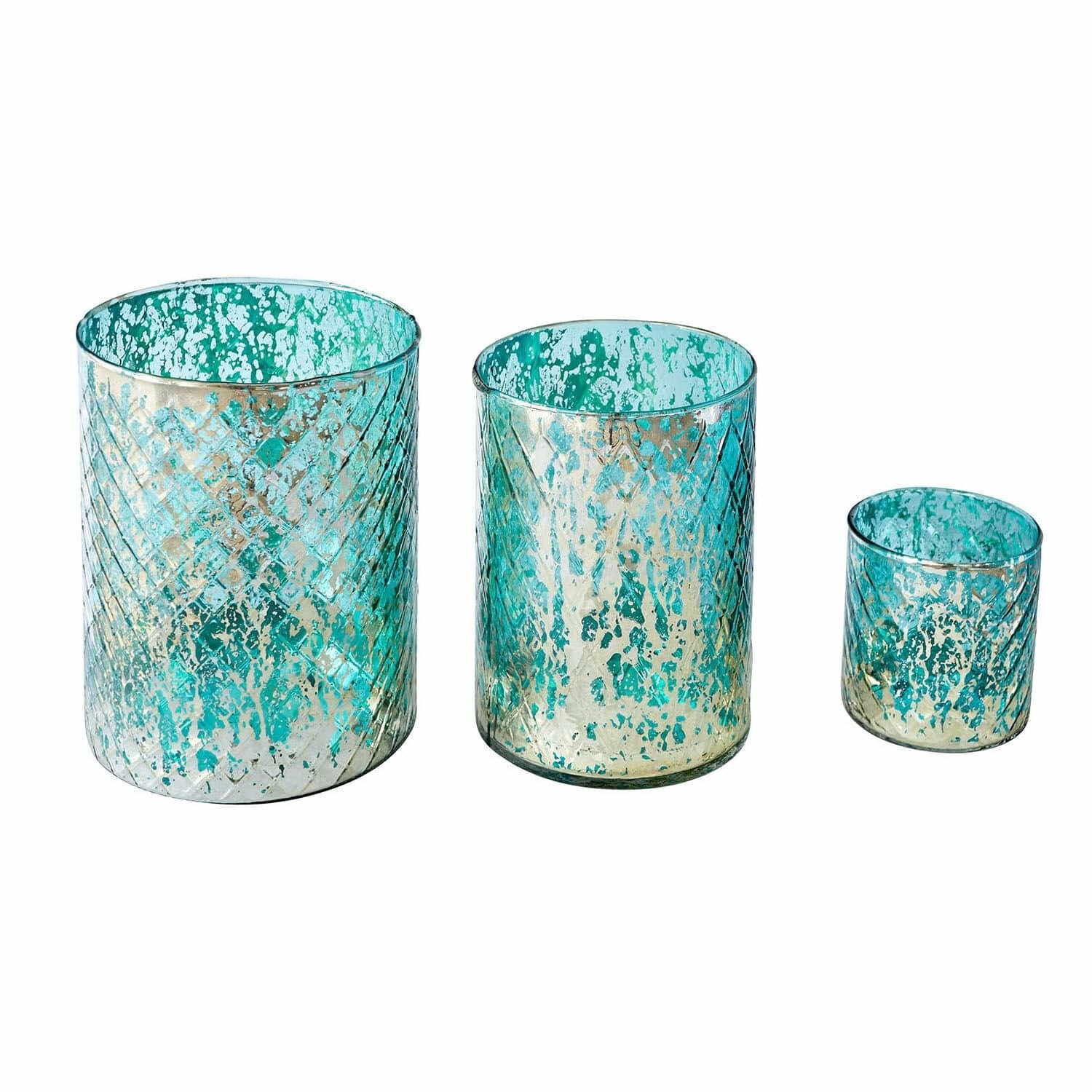 Loberon Windlichtje set van 3 Firalen turquoise