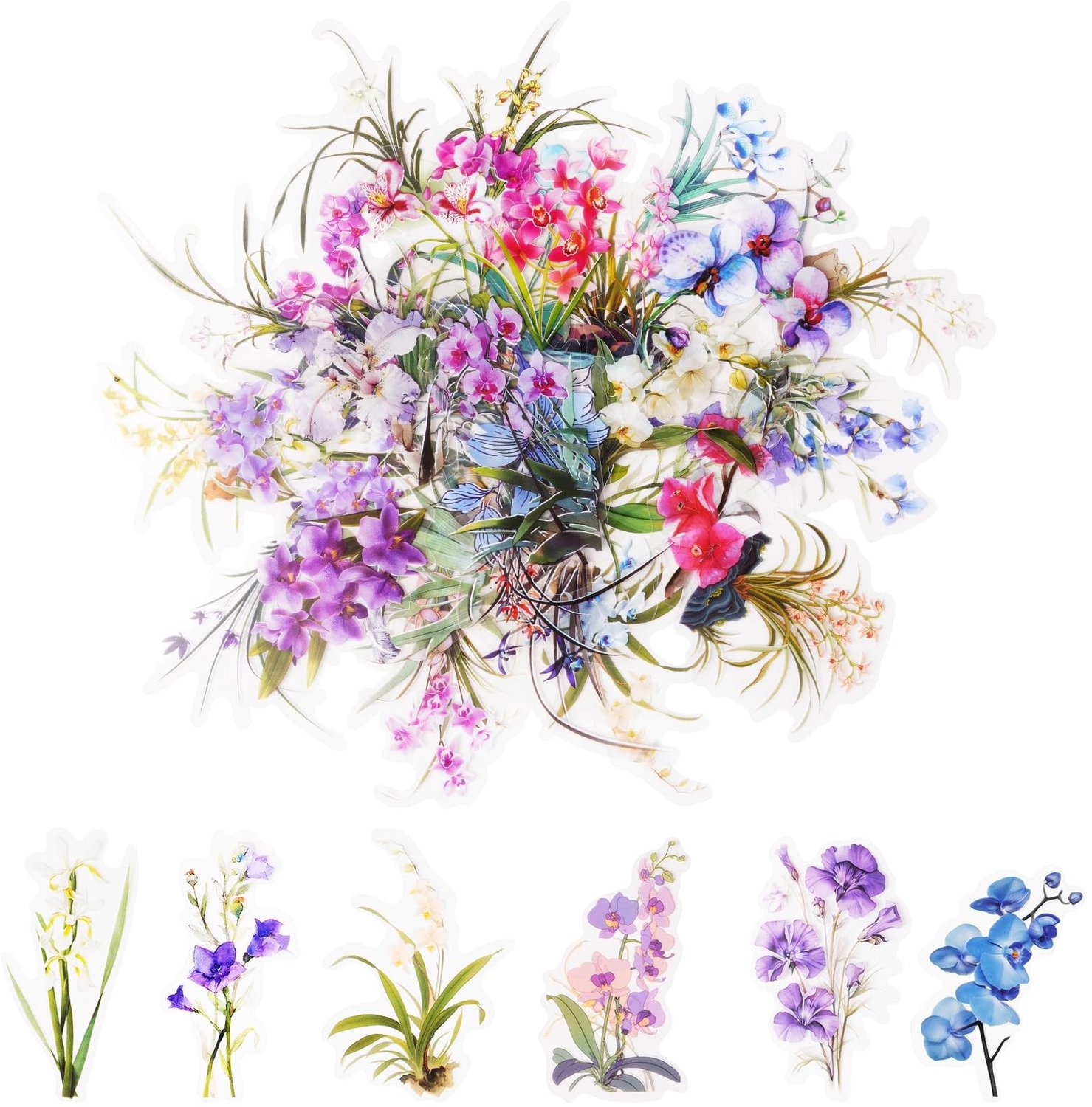 Set van 150 Transparante Bloemen Stickers voor Scrapbooking