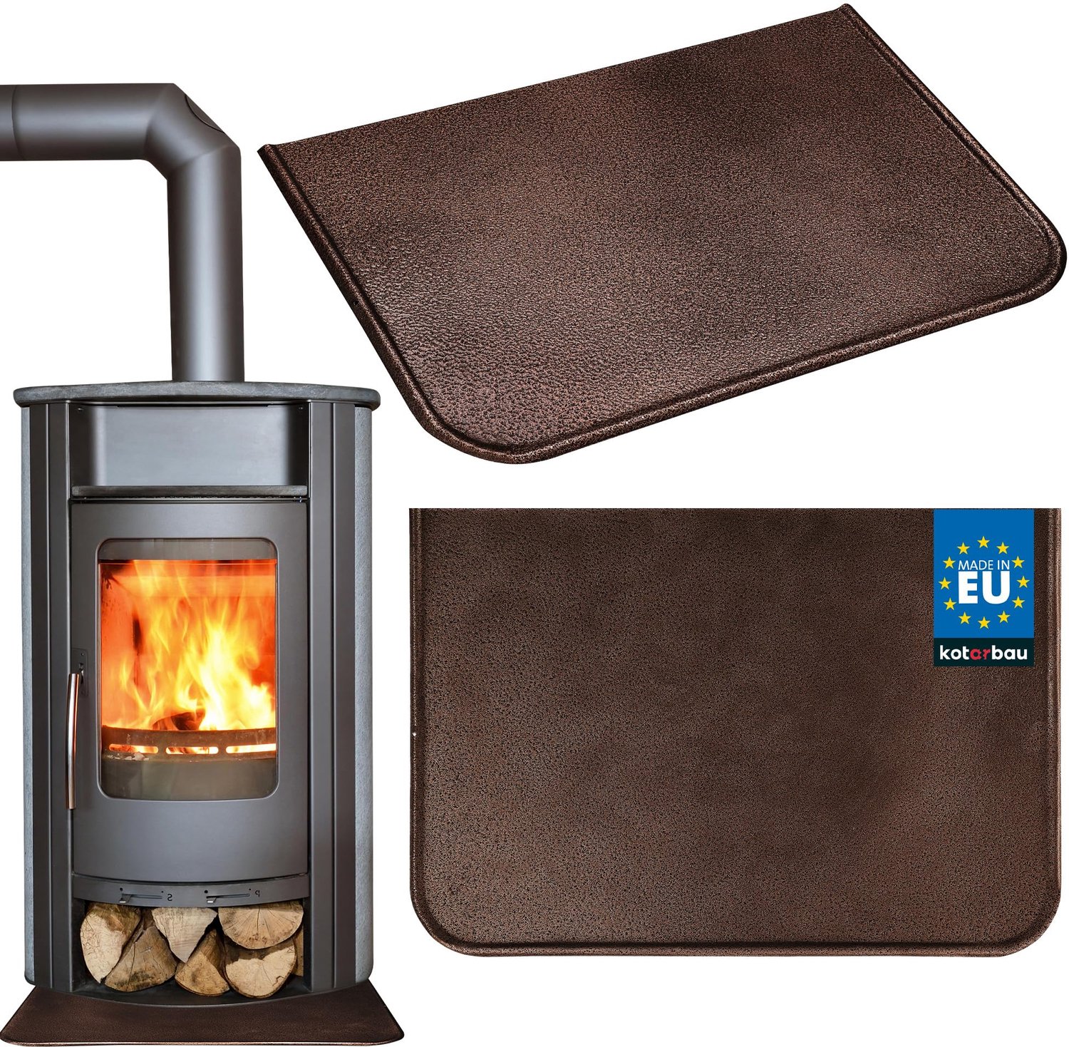 KOTARBAU® Kachel Vloerplaat 50x30 cm - Vloerplaat voor Open Haard Brandwerende Open Haard Mat - Brandvertragend Haardpad - Gepoedercoat Staal - Antiek Koper