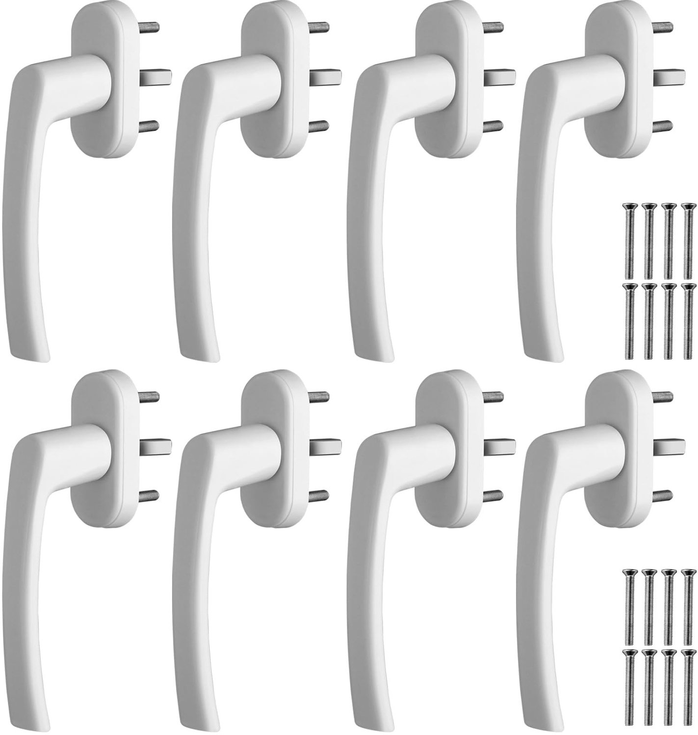 Set van 8 Aluminium Raamhandles zonder Cilinder