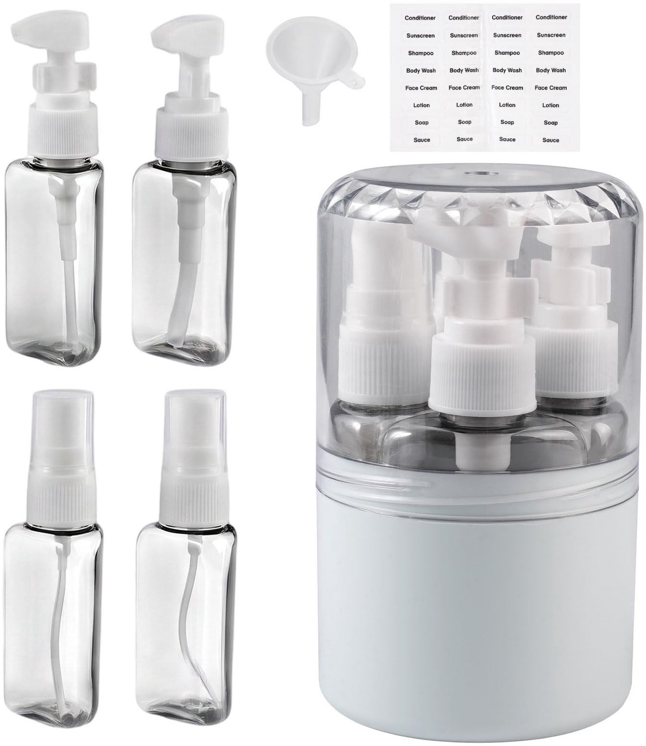Set van 4 Donkere Reisflacons met Pompdispensers 50 ml