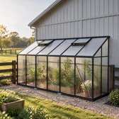 Froadp 365x110x195CM Tuin aanbouwkas aluminium constructie, temperatuurbestendig -25°C tot +60°C, muurkas voor tomaten, sla en potplanten