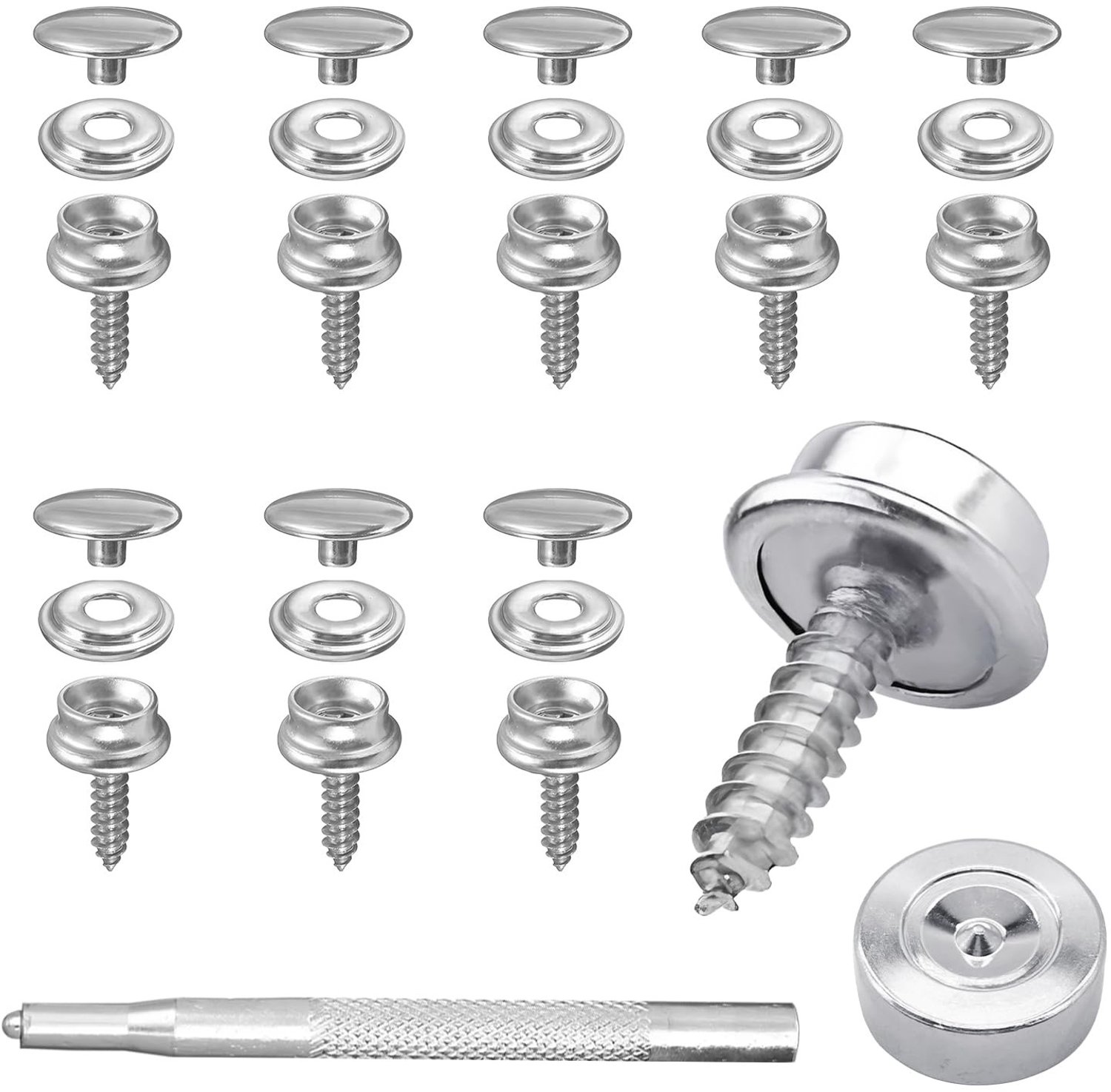 62-delige RVS Drukknop Set voor DIY Projecten