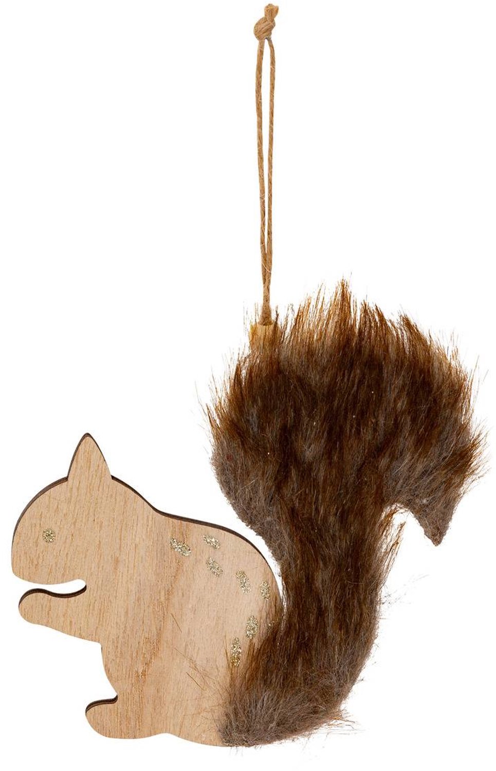 Feeric lights & Christmas Hangversiering in de vorm van een eekhoorn van hout en bont, 12 cm Marron
