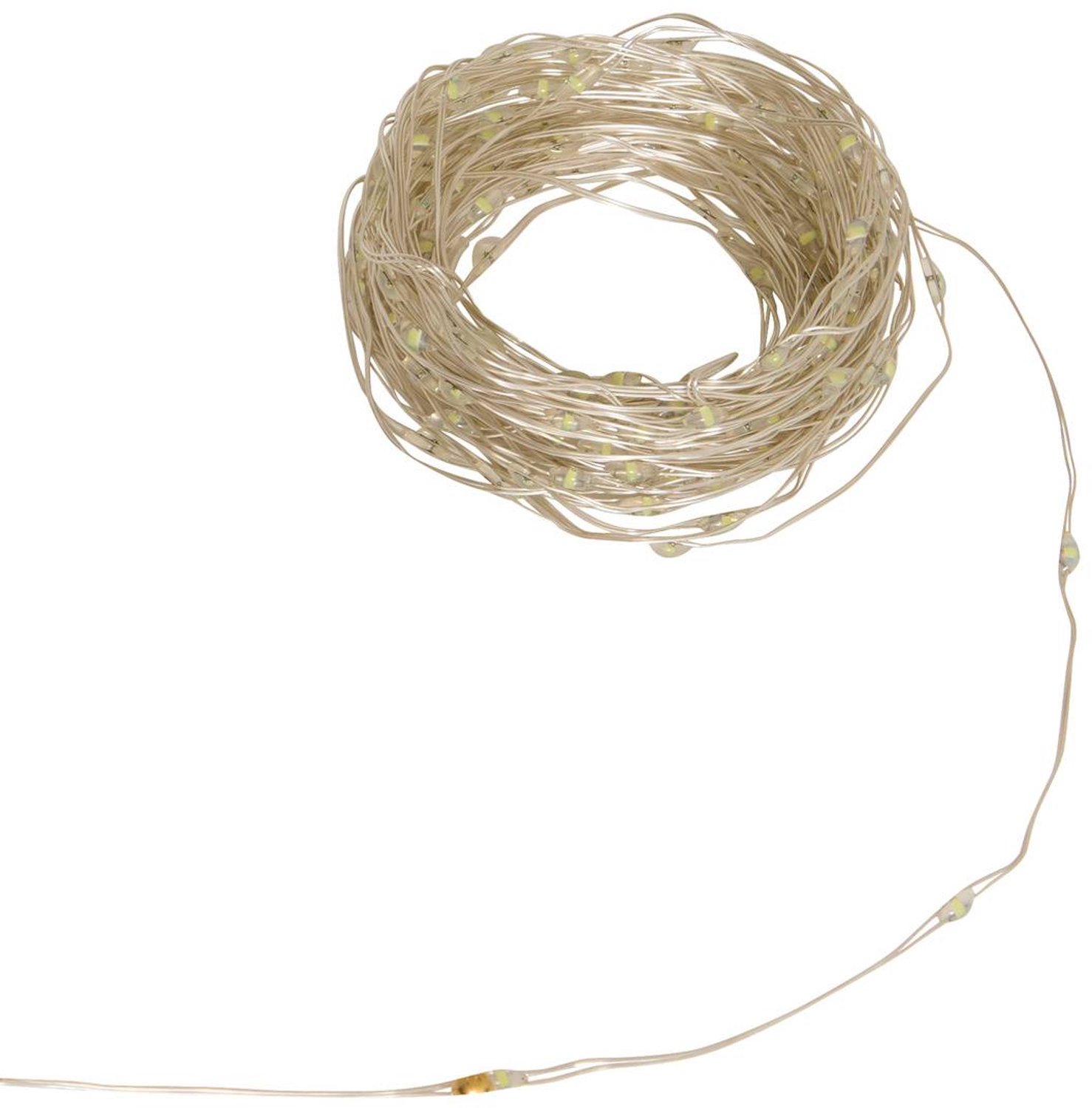 Guirlande lumineuse d'intérieur 10 m 200 LED blanc froid fixe fil cuivre à piles