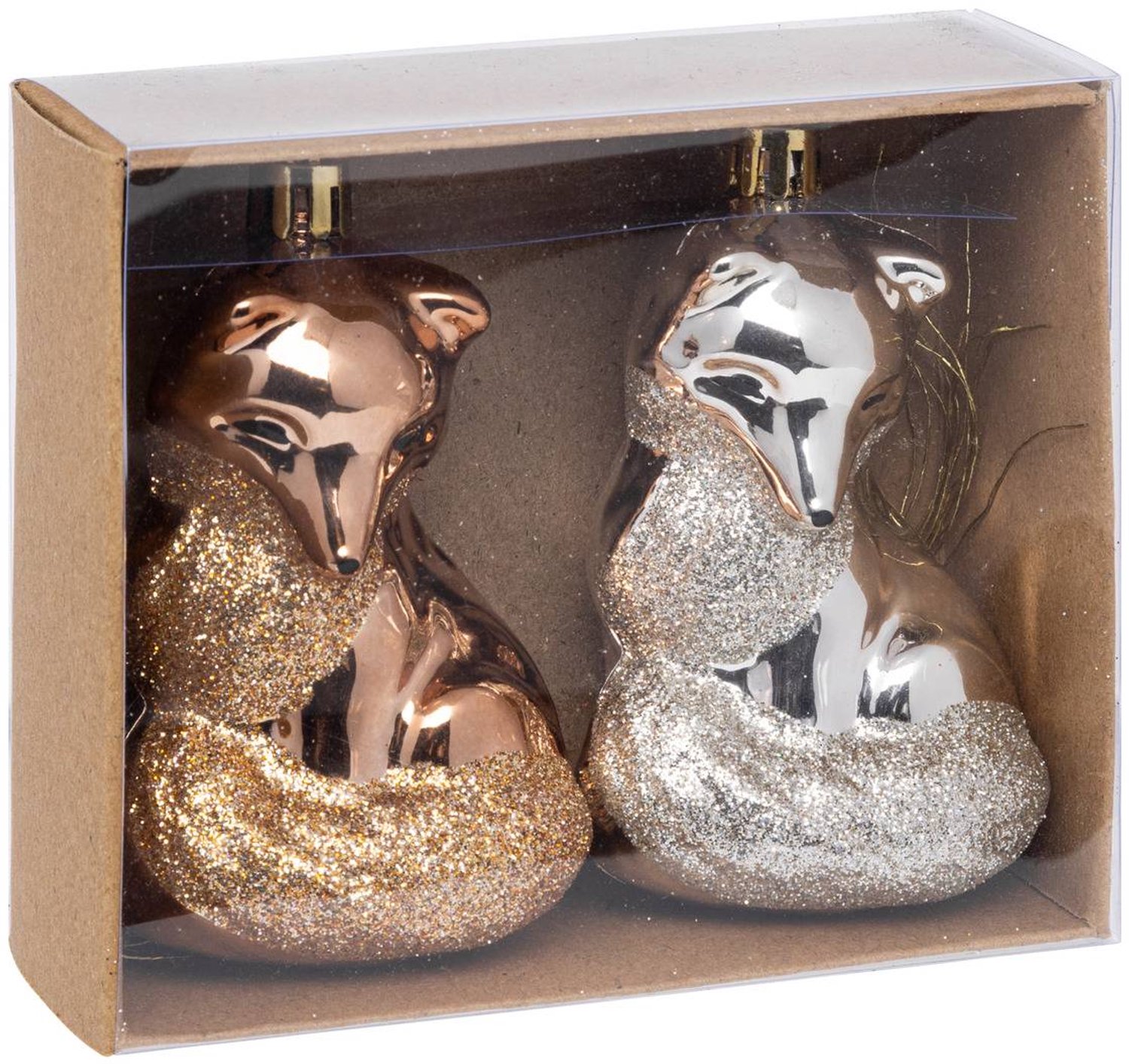 Feeric lights & Christmas Set van 2 plastic kerstvossen van 10,5 cm Multicolore