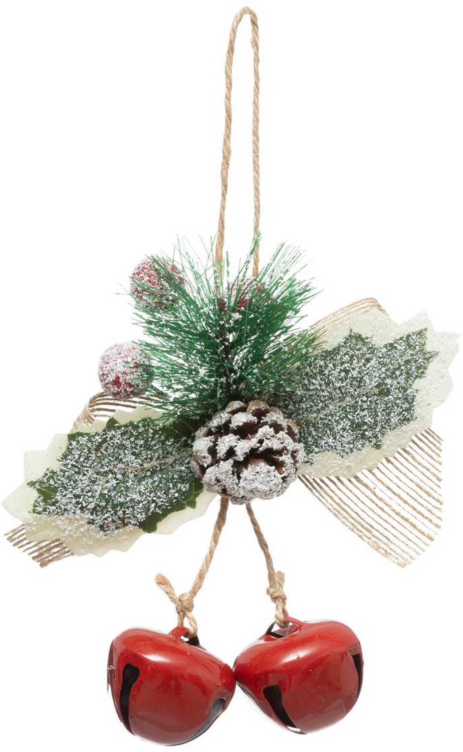 Feeric lights & Christmas Metalen kerstbelletjes met hulstmotief, 15 cm Rouge