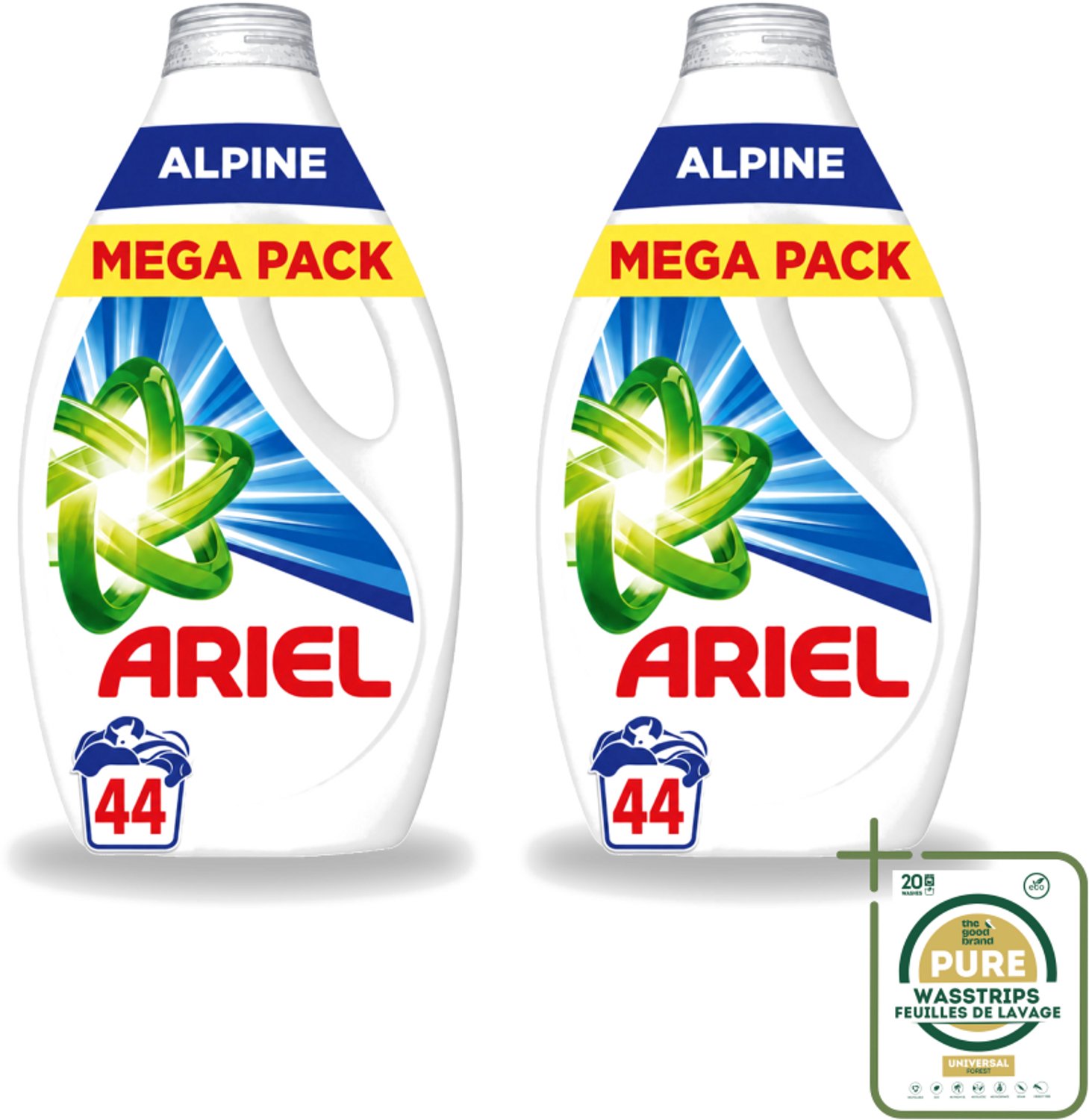 2 x Ariel – Vloeibaar Wasmiddel – Alpine – 1980 ml – 44 wasbeurten - Wasstrips - Vloeibaar Wasmiddel - Vlekverwijdering - Koud Wassen - Ariel Alpine - Wasmiddel 1980 Ml