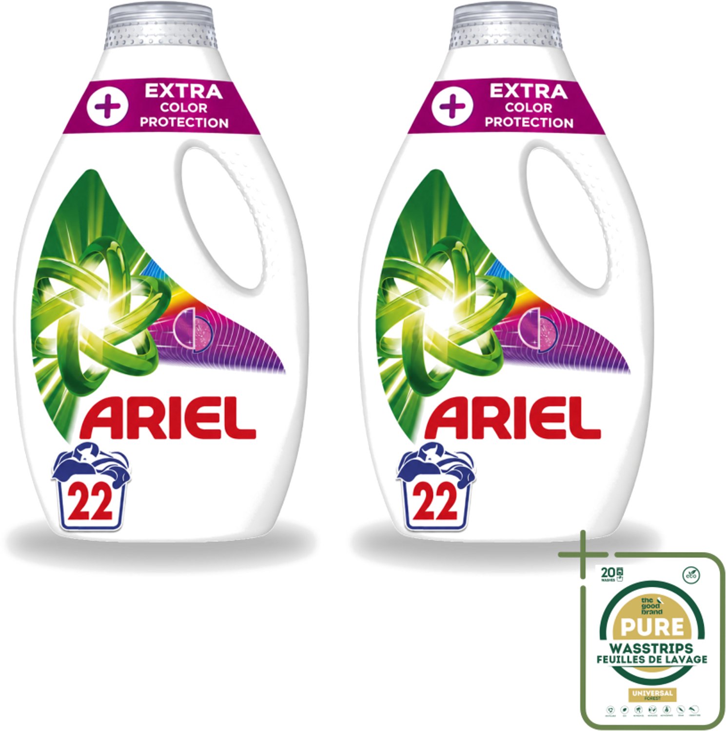 2 x Ariel – Vloeibaar Wasmiddel – Extra Color Protection – 990 ml – 22 wasbeurten - Wasstrips - Kleurbehoud Wasmiddel - Vloeibaar Wasmiddel Kleur - Wasmiddel Voor Gekleurd Was - Kleurvervaging Voorkomen - Wasmiddel Voor Donkere Kleding