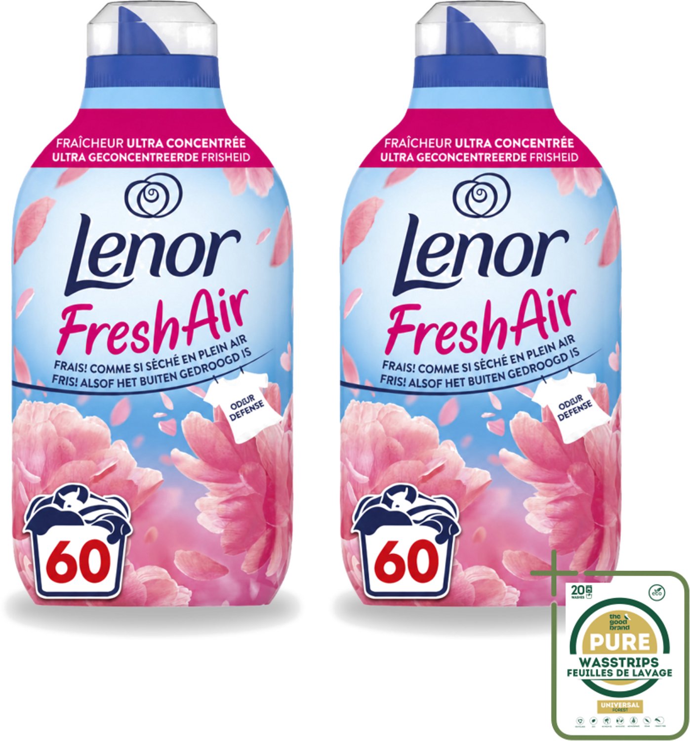 2 x Lenor – Wasverzachter – Bloesem – 60 Wasbeurten – 840 ml - Wasstrips - Wasverzachter - Buitenluchtfrisheid - Bloesemgeur - Wasgoed - Geur