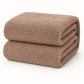 Decoware Teddy Fleece Hoeslaken - Taupe - 200x200 cm - Extra Zacht & Warm - Voor Matrassen tot 30 cm