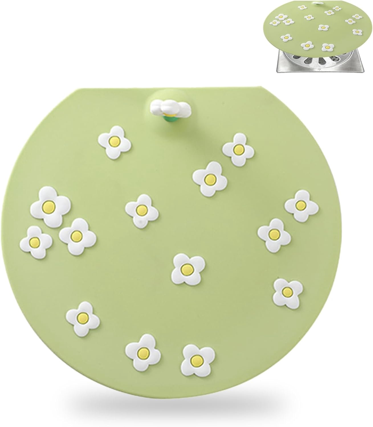Afvoerplug groot 13,5cm - siliconen - antislip met bloemenmotief - ideaal voor badkamer en keuken - Homevero