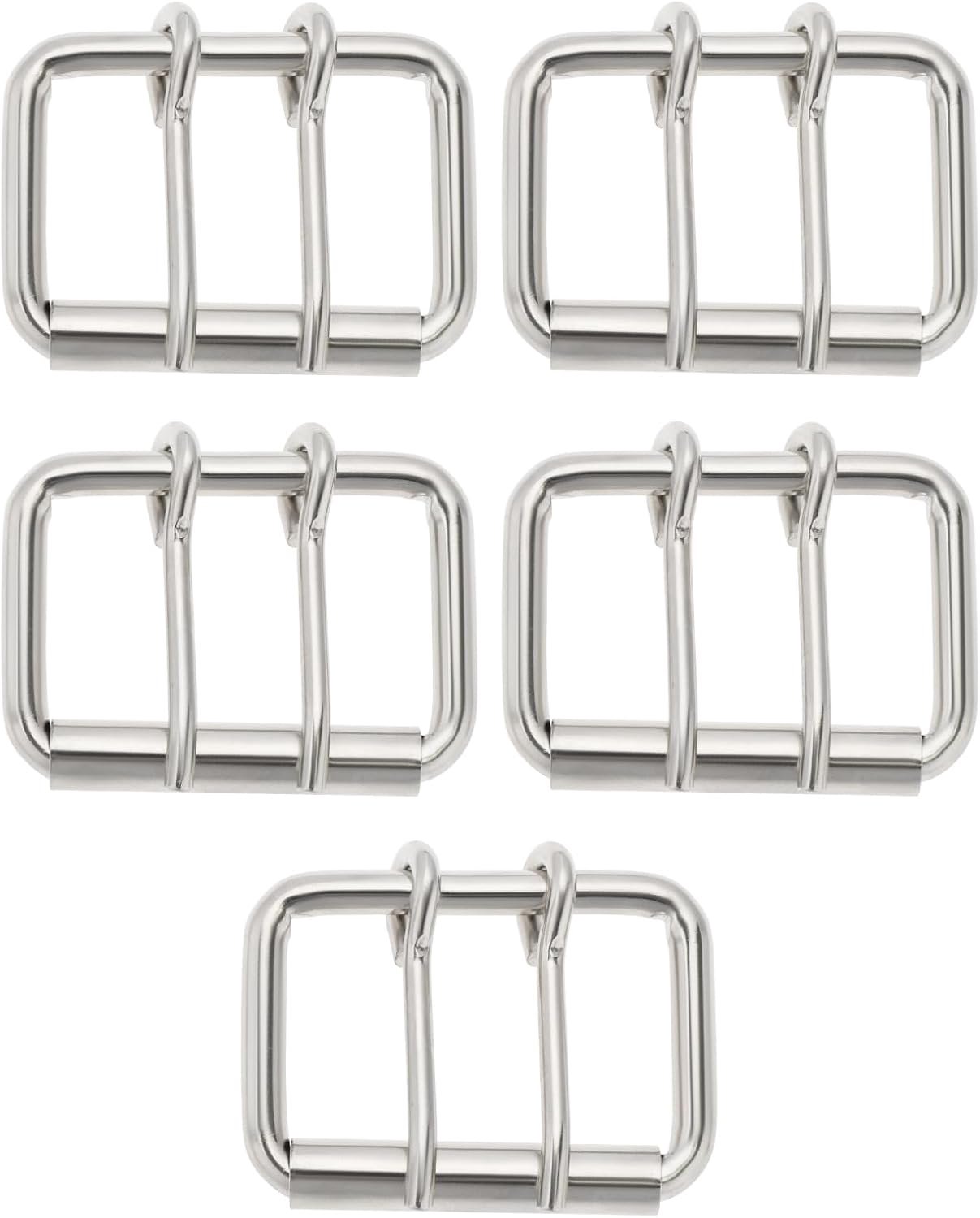 5x Dubbele Doorn Gesp Metaal 65x45mm voor 5cm Riem - Zilver
