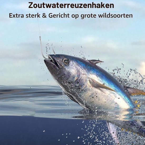 Duurzame Vissen Haken Set van 100 Stuks in 10 Maten, Carbon Staal met Plastic Opbergdoos, Perfect voor Zoet- en Zoutwater Visserij — afbeelding 4