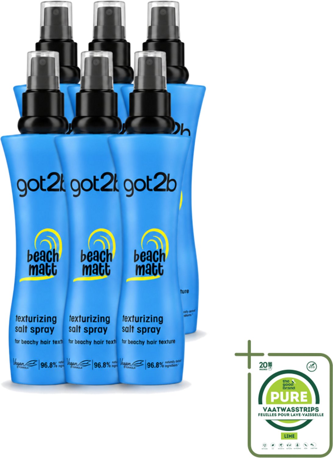 6 x Got2B - Salt Spray - Beach Babe - 200 ml - Grootverpakking - Vaatwasstrips - Strandlook - Zout Spray - Textuur - Volume - Natuurlijke Look
