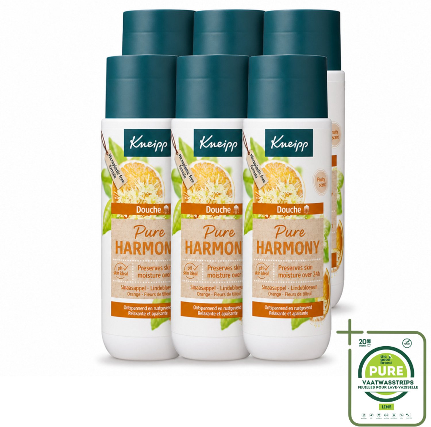 6 x Kneipp - Douchegel - Oranje lindebloesem - 200 ml - Grootverpakking - Vaatwasstrips - Douchegel - Natuurlijke Reiniging - Ontspanning - Balans - Geurbeleving