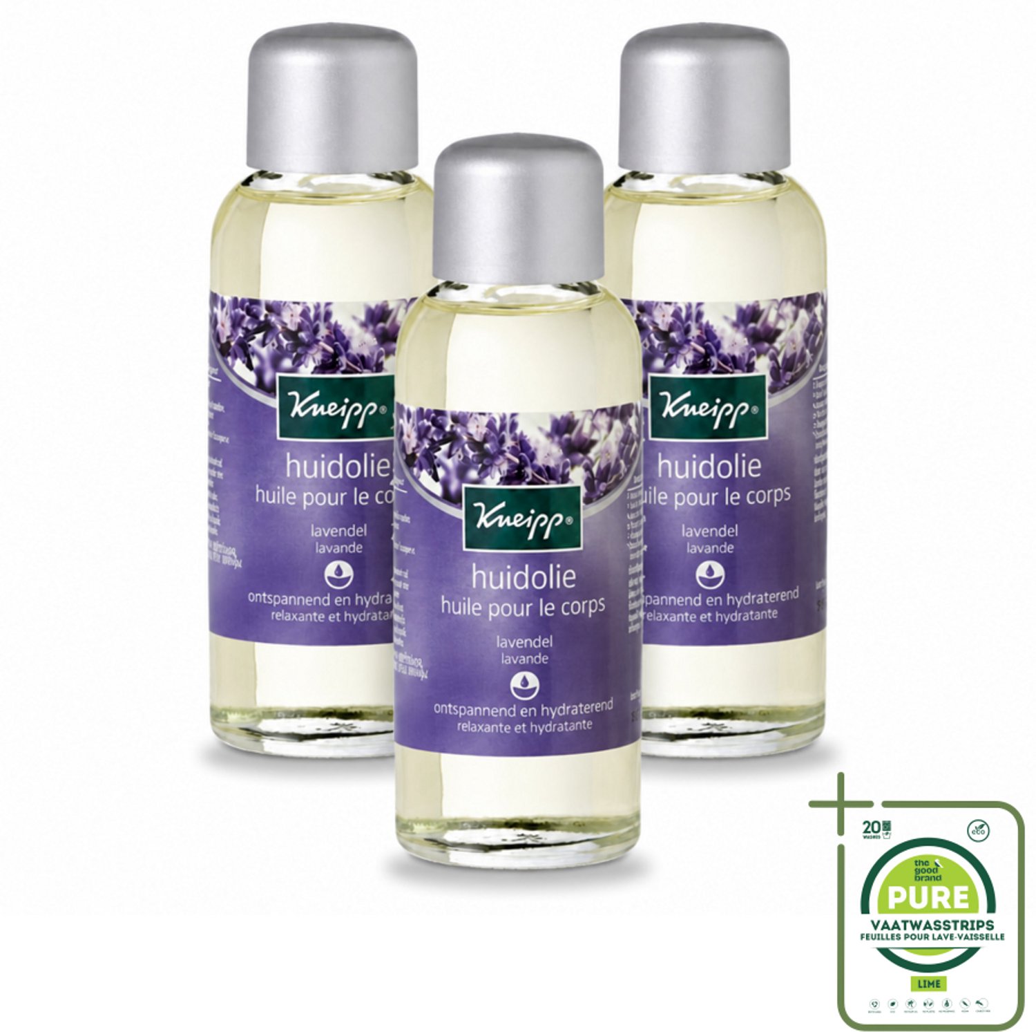 3 x Kneipp - Huidolie - Relaxing - Lavendel - Trekt snel in - 100 ml - Grootverpakking - Vaatwasstrips - Ontspanning - Huidverzorging - Lavendelolie - Natuurlijke Oliën - Vitamine A En E