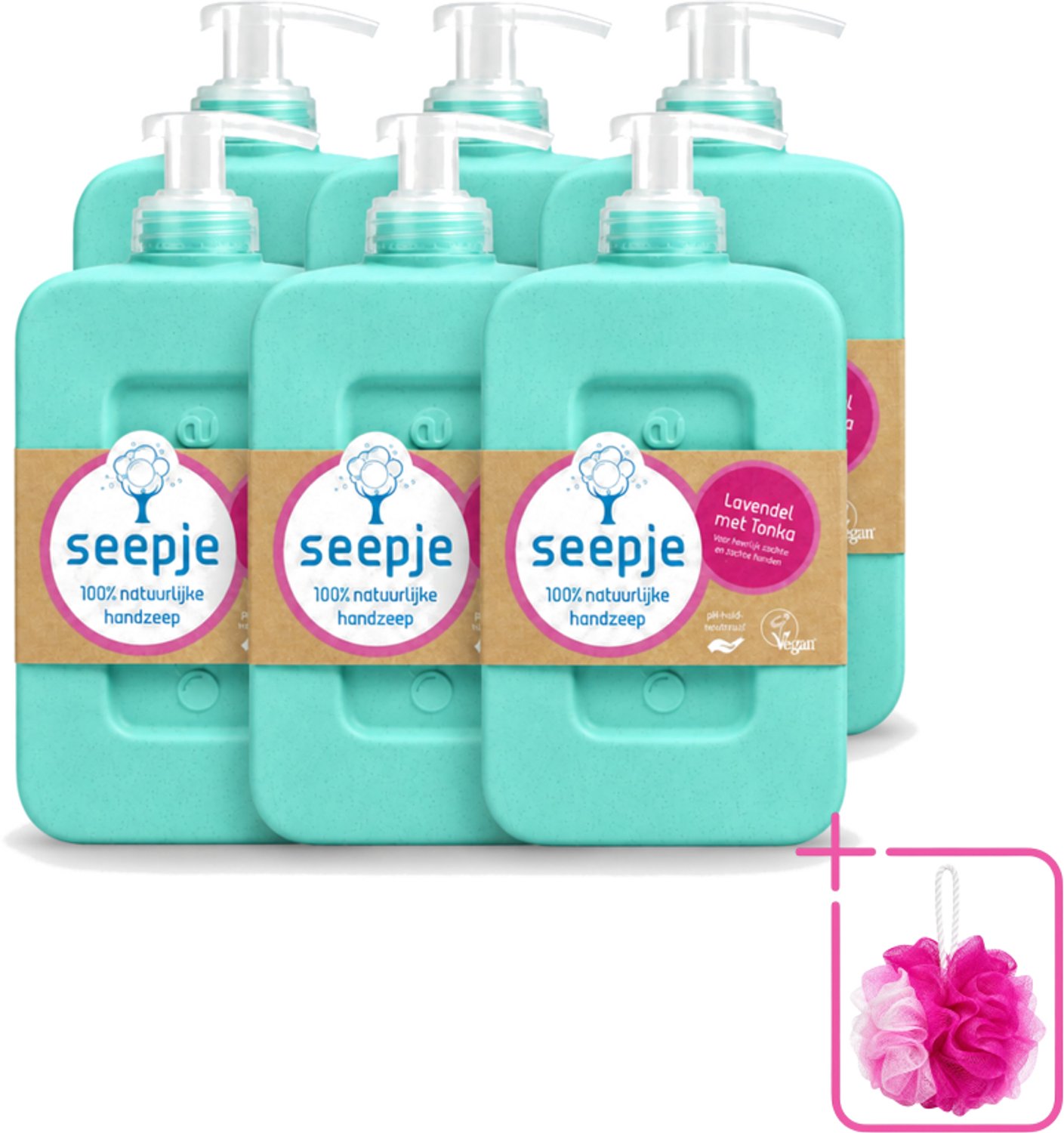 6 x Seepje - Handzeep - Zachte Geur - Lavendel met Tonka - 300 ml - Bulkverpakking - Handzeep - Douchemop - Natuurlijke handzeep