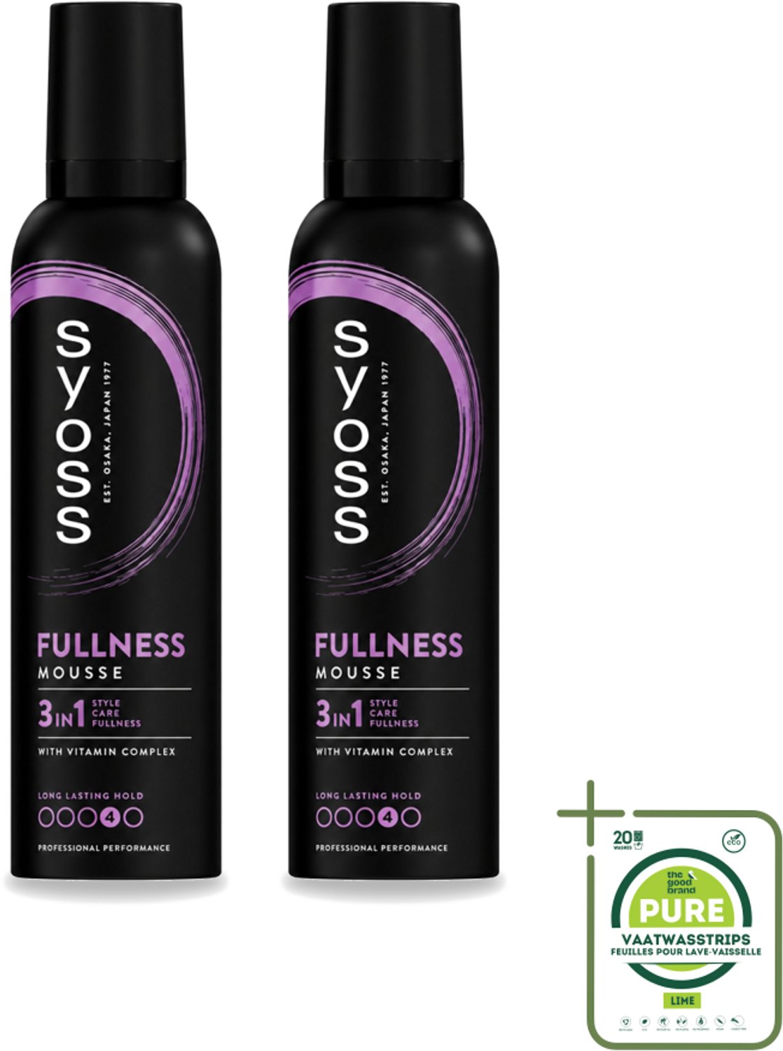 2 x Syoss - Fullness - Haarmousse - Lichtgewicht Volume - 250 ml - Grootverpakking - Vaatwasstrips - Haarvolume - Haarmousse - Haarverzorging - Haarherstel - Vitaminecomplex