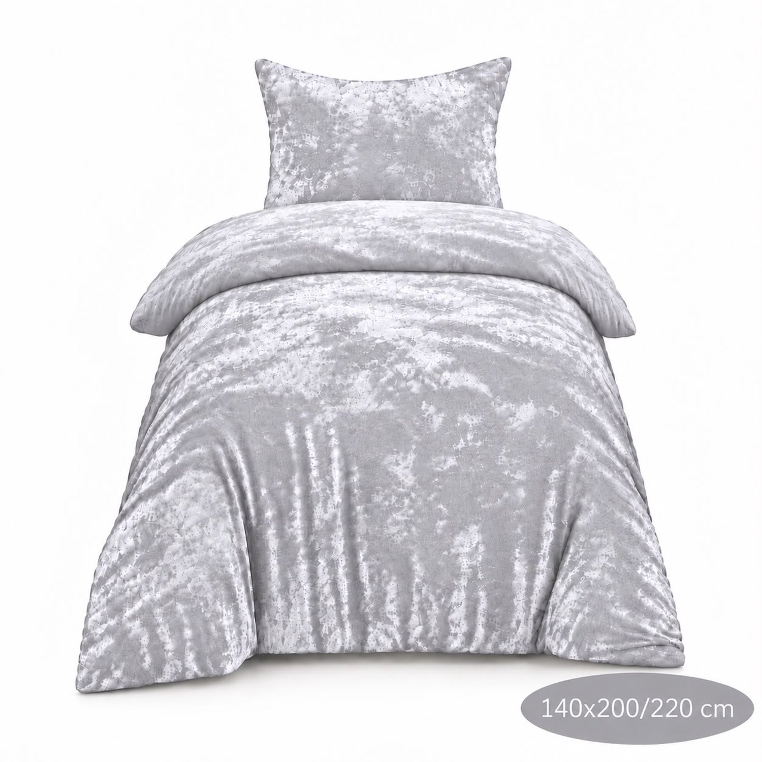 Roden Blue - Crushed Velvet Dekbedovertrek - 140x200/220 - Eenpersoons - Grijs - Luxe Velours - Extra Zacht - Incl 1 Kussensloop