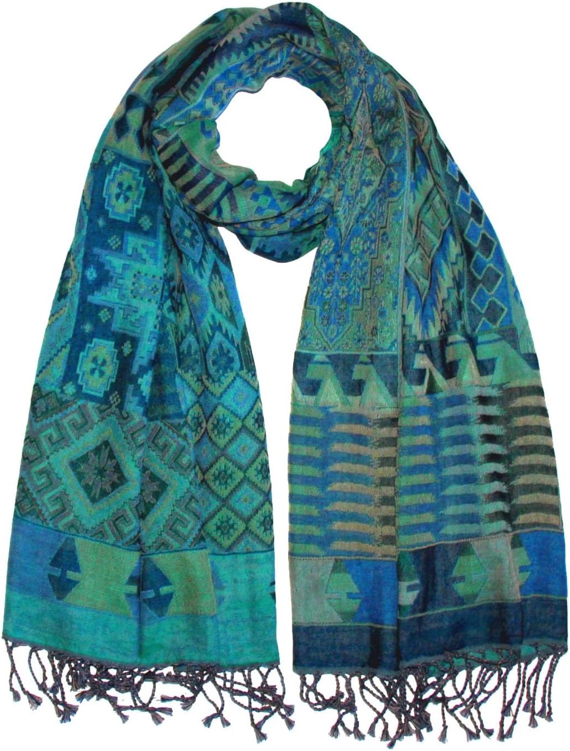 Lorenzo Cana Heren Sjaal Katoen Wol Turquoise 70x180cm