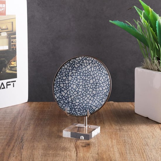 Verstelbare metalen ezelstandaard met acryl basis, compacte plaat houder voor fossielen, kristallen, geodes en decoratieve verzamelobjecten — afbeelding 3