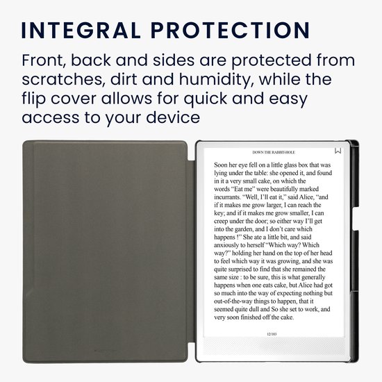kwmobile e-reader hoesje geschikt voor Pocketbook InkPad One hoes - Ereader flip case met standaard - Kunstleren e reader cover - Opkomende Zon design in grijs — afbeelding 4
