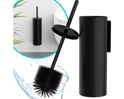 Merkloze Toiletborstel Set Mat Zwart - Wandmontage & Siliconen Borstel