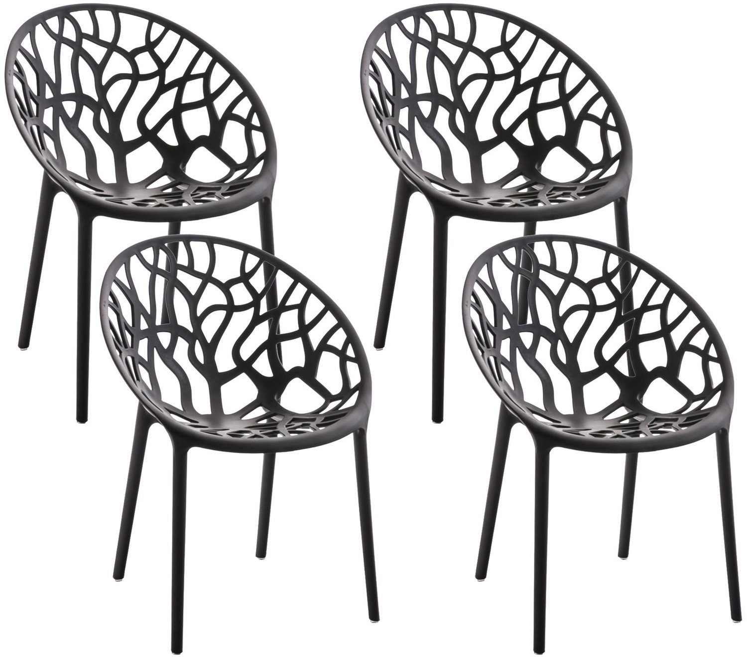 CLP 4-delige set tuinstoelen Hope met armleuningen stapelbaar weerbestendig UV-bestendig tot 150 kg zwart