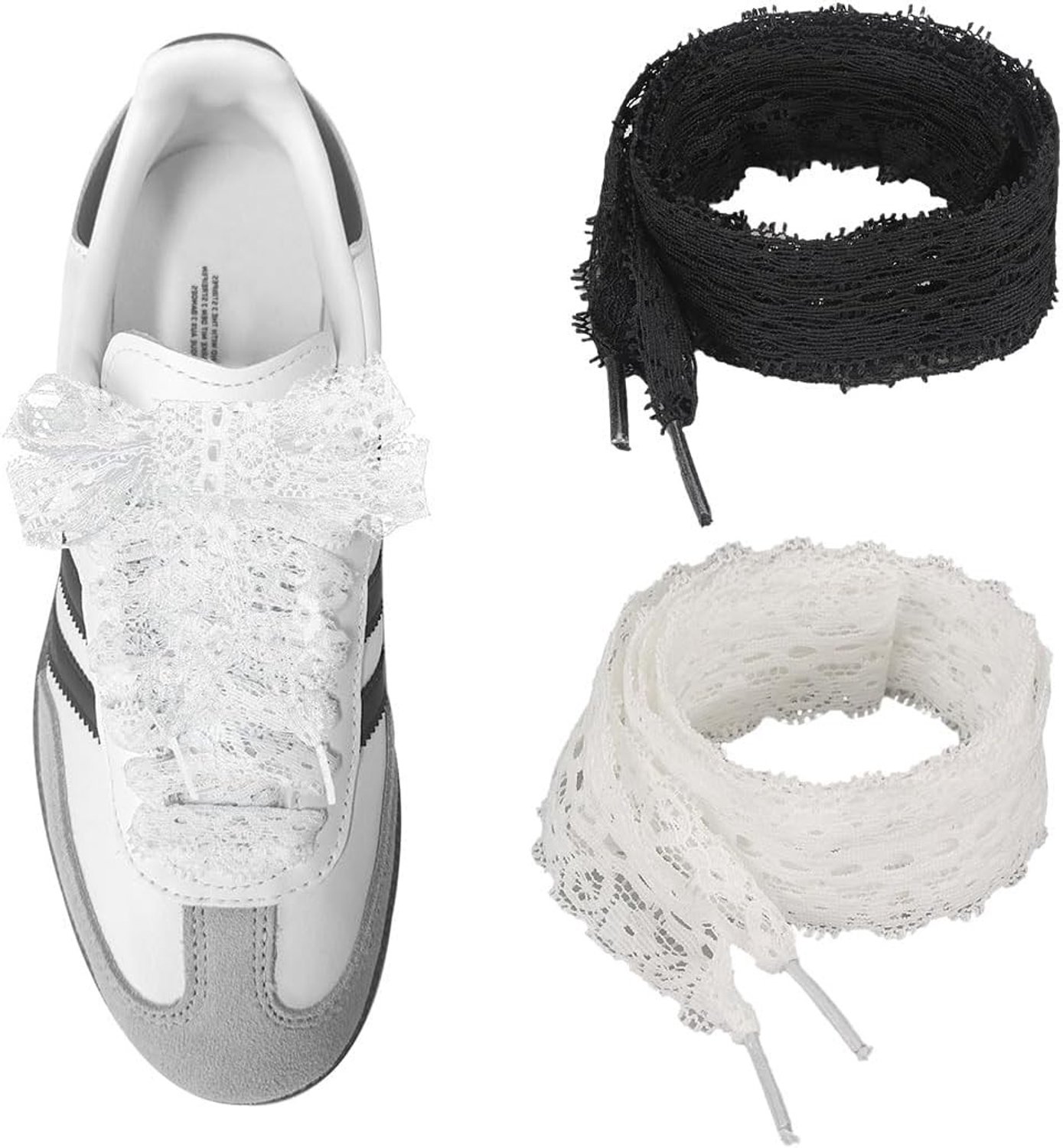 Kanten Veters - Wit - Elastisch - Voor Schoenen en Ballerina's