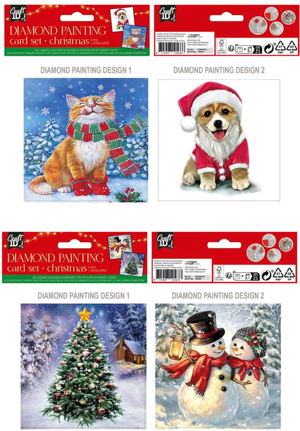 CCG XMAS diamantmozaïek 2 stuks 13x13 - Puzzel van 50 stukken