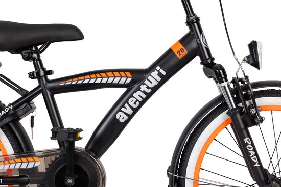 Aventuri Roady 3.0 Jongensfiets 20 Inch - Kinderfiets voor 6 tot 8 Jaar - 1 Versnelling - Zwart/oranje — afbeelding 4