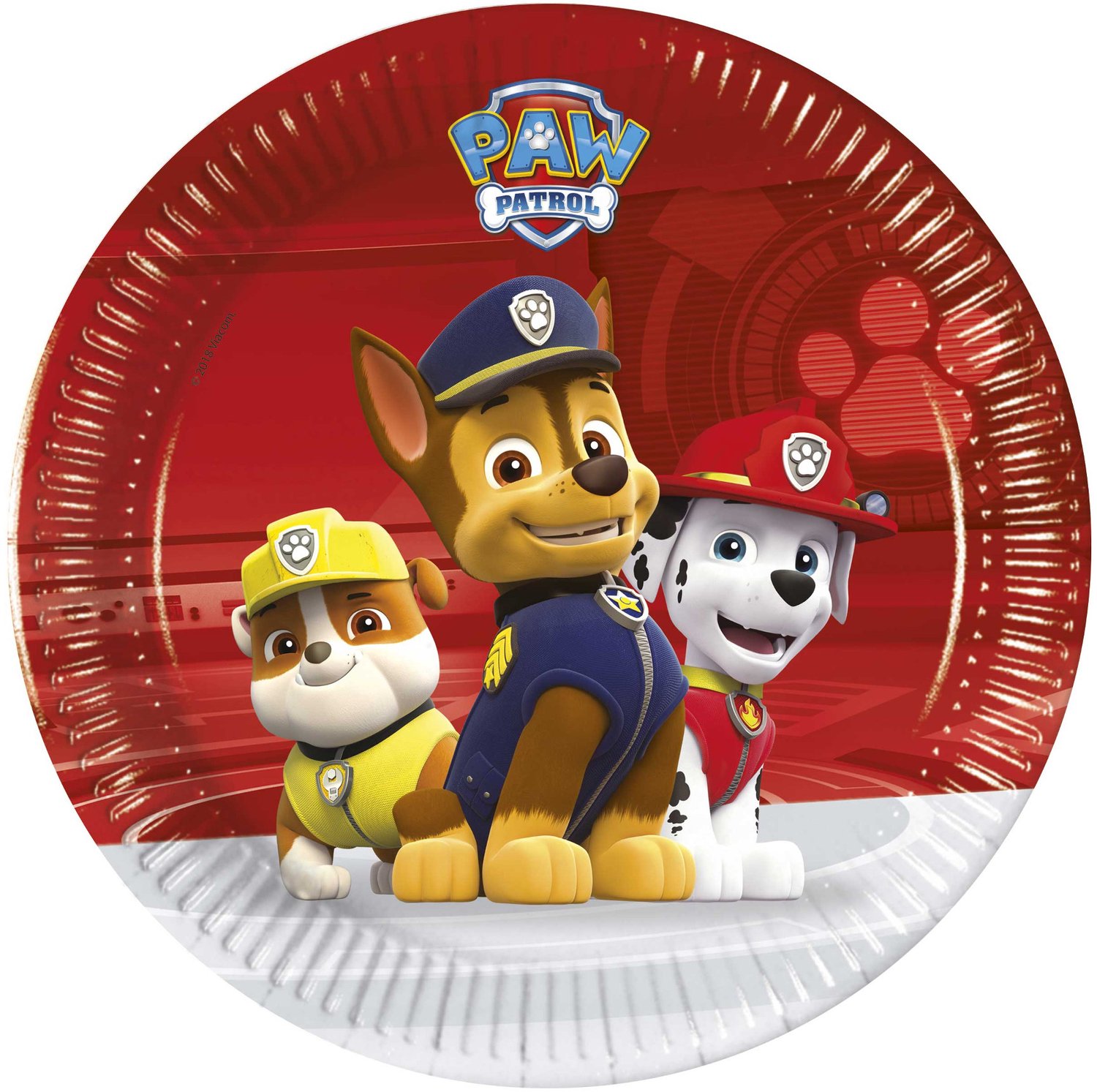 Feestborden - Paw Patrol - Papier - Rood - Ø 23 cm - 8 Stuks