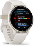 Garmin Vivoactive 5 toont gezondheidsstatistieken zoals slaapcoach, hartslag en Body Battery.