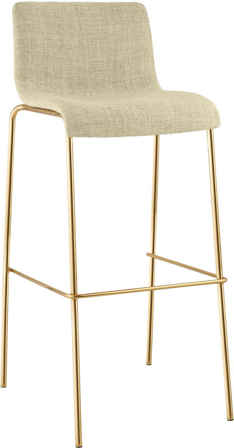 CLP Barkruk Hover - Stapelbaar - Belastbaar tot 150 kg - Goudkleurig Frame - 75 cm - Stof - creme/goud