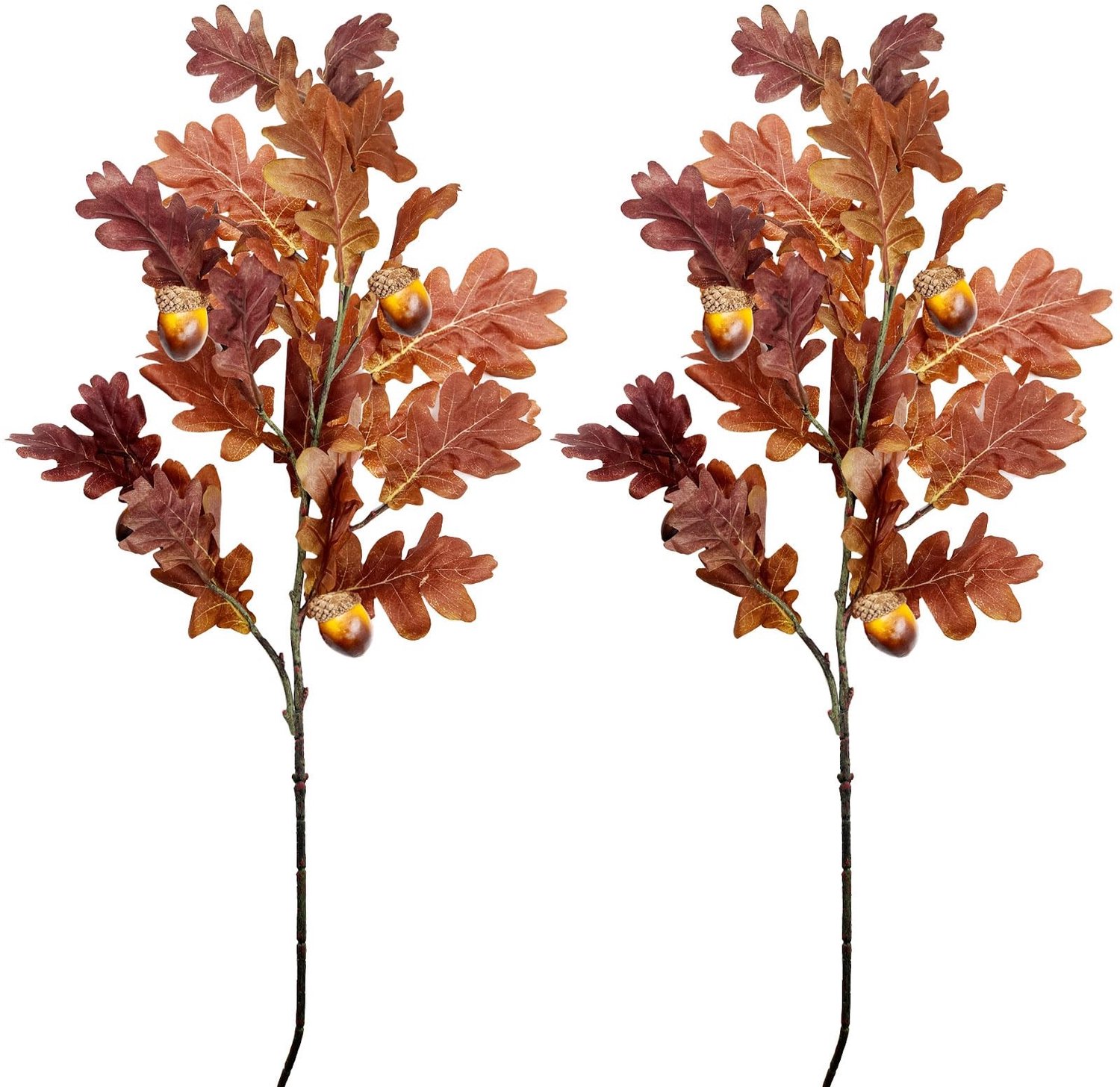 2 Stuks Faux Eiken Herfsttakken met Eikels voor Vaasdecoratie